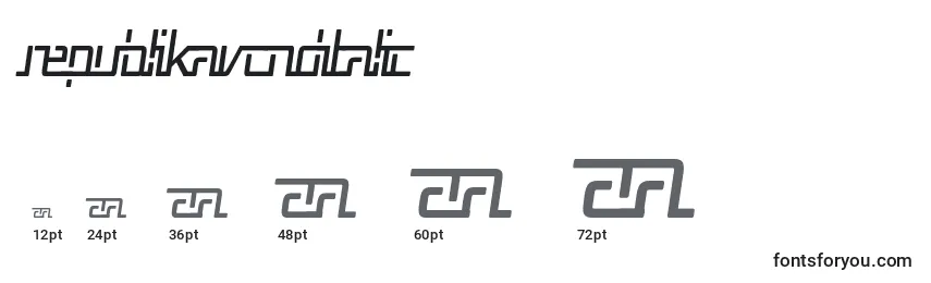 RepublikaVCndItalic Font Sizes
