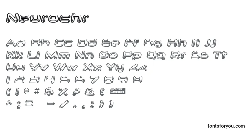 A fonte Neurochr – alfabeto, números, caracteres especiais