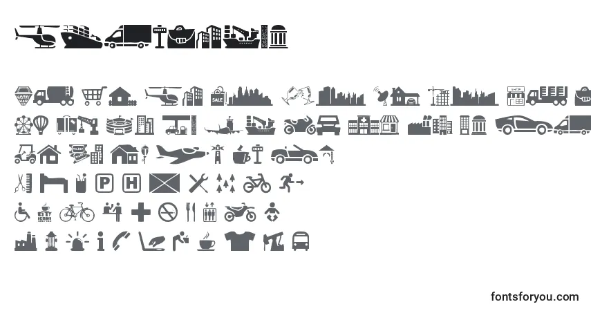 Schriftart CityIcons – Alphabet, Zahlen, spezielle Symbole