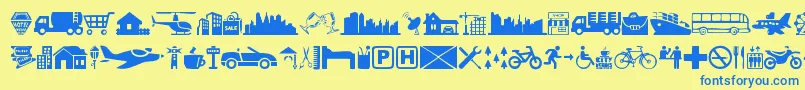 Шрифт CityIcons – синие шрифты на жёлтом фоне