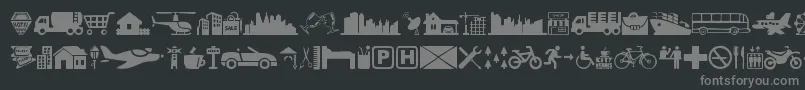 CityIcons-fontti – harmaat kirjasimet mustalla taustalla