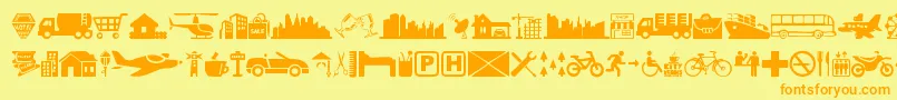 CityIcons-Schriftart – Orangefarbene Schriften auf gelbem Hintergrund