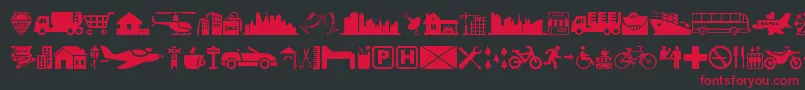 CityIcons Font – Red Fonts on Black Background