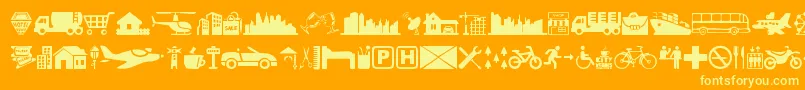 フォントCityIcons – オレンジの背景に黄色の文字