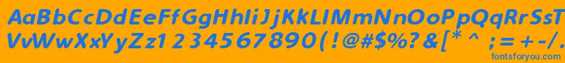 SimplyRoundedItalic-fontti – siniset fontit oranssilla taustalla
