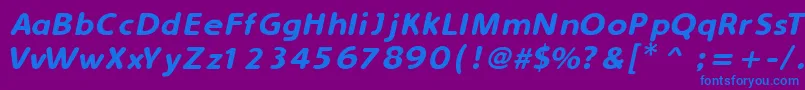 SimplyRoundedItalic-Schriftart – Blaue Schriften auf violettem Hintergrund