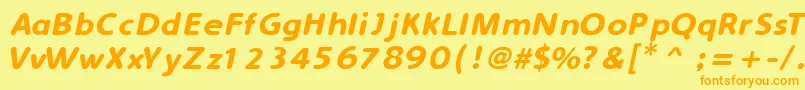 フォントSimplyRoundedItalic – オレンジの文字が黄色の背景にあります。