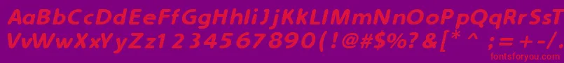 フォントSimplyRoundedItalic – 紫の背景に赤い文字