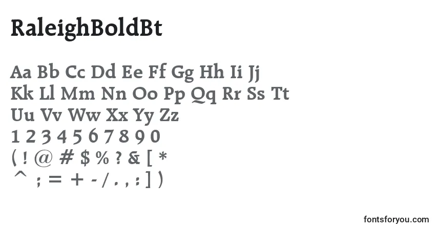 Czcionka RaleighBoldBt – alfabet, cyfry, specjalne znaki