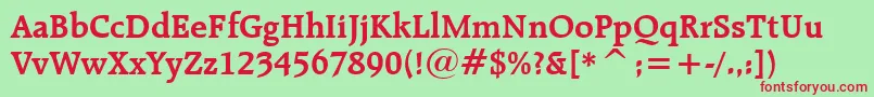 RaleighBoldBt-Schriftart – Rote Schriften auf grünem Hintergrund