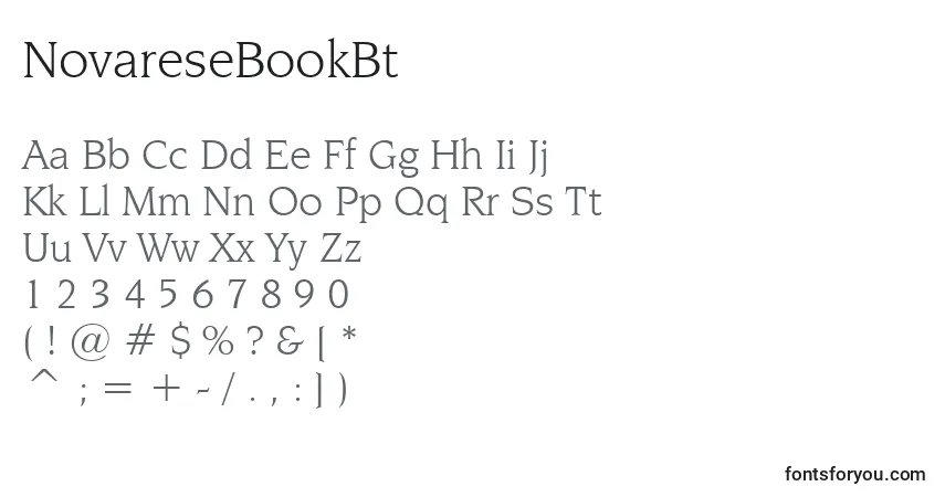 Fuente NovareseBookBt - alfabeto, números, caracteres especiales