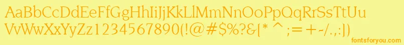 NovareseBookBt Font – Orange Fonts on Yellow Background