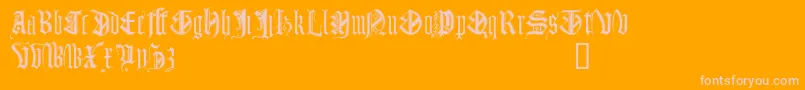 MonumentalGothicDemo-fontti – vaaleanpunaiset fontit oranssilla taustalla