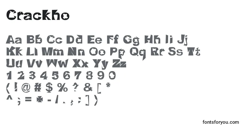 Czcionka Crackho – alfabet, cyfry, specjalne znaki