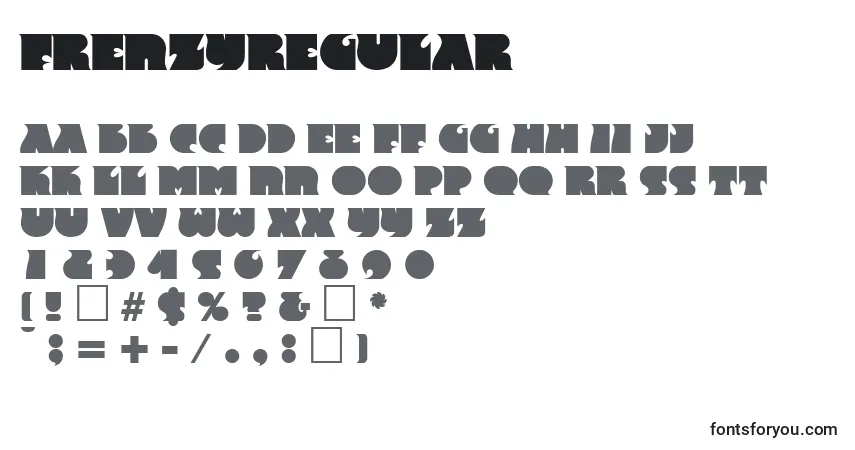 Czcionka FrenzyRegular – alfabet, cyfry, specjalne znaki