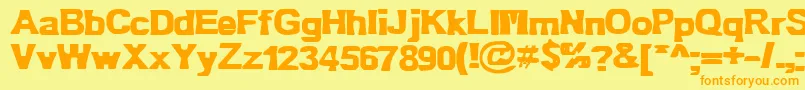 フォントBn Oldfashion – オレンジの文字が黄色の背景にあります。
