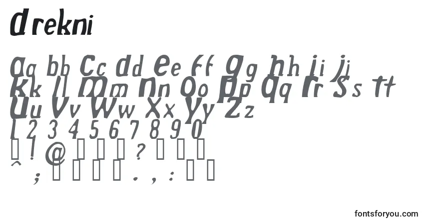 A fonte Drekni – alfabeto, números, caracteres especiais