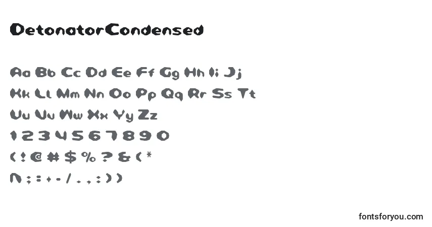 A fonte DetonatorCondensed – alfabeto, números, caracteres especiais