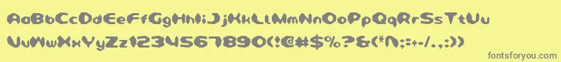 DetonatorCondensed-fontti – harmaat kirjasimet keltaisella taustalla