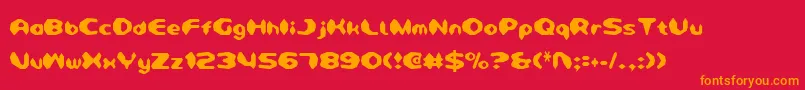 フォントDetonatorCondensed – 赤い背景にオレンジの文字