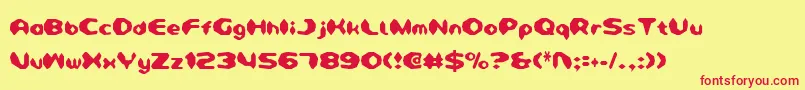 フォントDetonatorCondensed – 赤い文字の黄色い背景