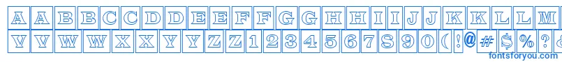 フォントALatinotitulcmotl – 白い背景に青い文字