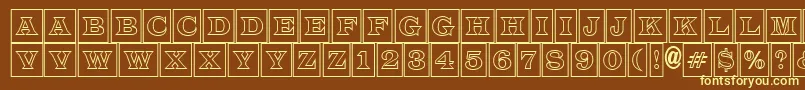 ALatinotitulcmotl-fontti – keltaiset fontit ruskealla taustalla