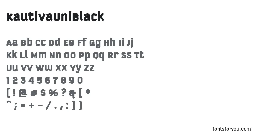 Czcionka KautivaUniBlack – alfabet, cyfry, specjalne znaki