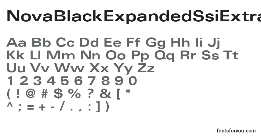 A fonte NovaBlackExpandedSsiExtraBoldExpanded – alfabeto, números, caracteres especiais
