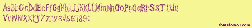 CfonetwotreesRegular Font – Purple Fonts on Yellow Background