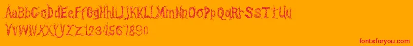 CfonetwotreesRegular Font – Red Fonts on Orange Background