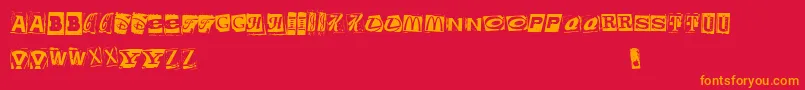 BrandsKidnapped-Schriftart – Orangefarbene Schriften auf rotem Hintergrund