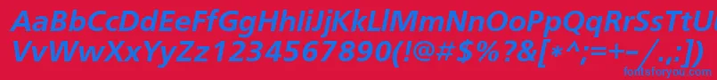 フォントFreesetdemicItalic – 赤い背景に青い文字