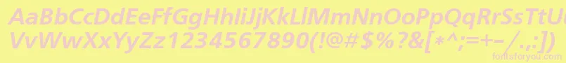 FreesetdemicItalic-fontti – vaaleanpunaiset fontit keltaisella taustalla