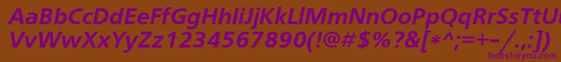 フォントFreesetdemicItalic – 紫色のフォント、茶色の背景