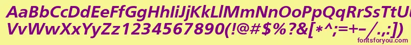 FreesetdemicItalic-fontti – violetit fontit keltaisella taustalla
