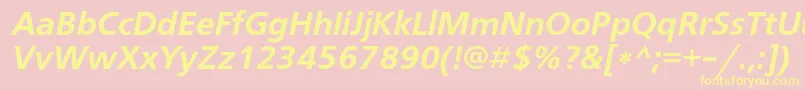 FreesetdemicItalic-fontti – keltaiset fontit vaaleanpunaisella taustalla