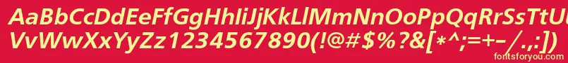 FreesetdemicItalic-fontti – keltaiset fontit punaisella taustalla