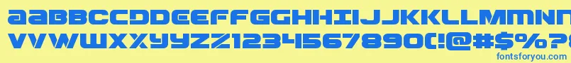 フォントOzdaexpand – 青い文字が黄色の背景にあります。