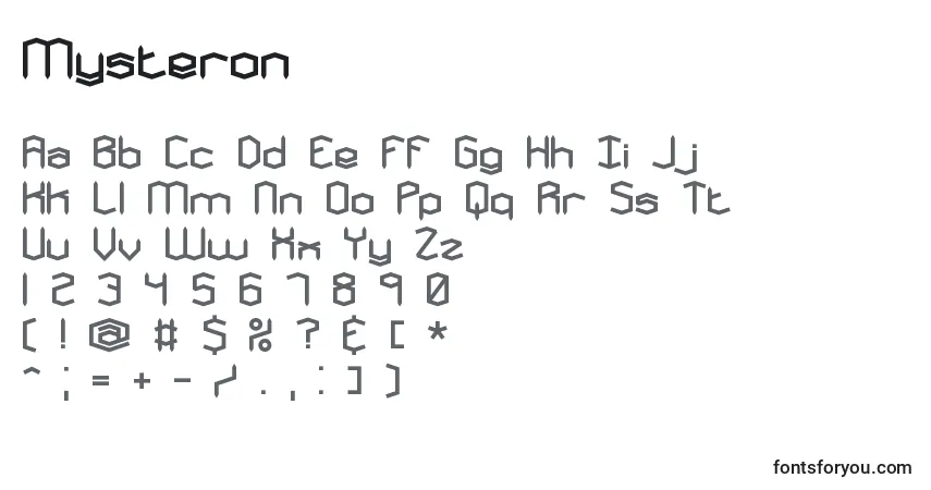 Czcionka Mysteron – alfabet, cyfry, specjalne znaki