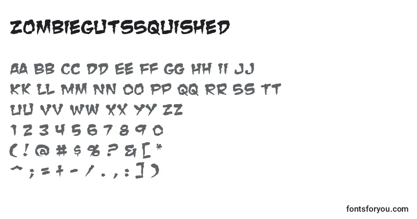 Czcionka ZombieGutsSquished – alfabet, cyfry, specjalne znaki