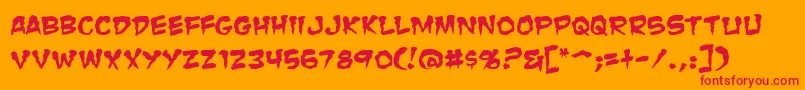 ZombieGutsSquished-Schriftart – Rote Schriften auf orangefarbenem Hintergrund