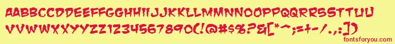 ZombieGutsSquished Font – Red Fonts on Yellow Background