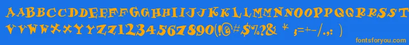 フォントGastronom – オレンジ色の文字が青い背景にあります。