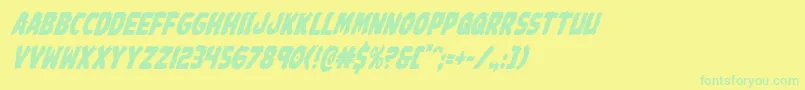 Weitere Informationen zur Johnnytorchcondital-Schriftart Johnnytorchcondital-Schriftart – Grüne Schriften auf gelbem Hintergrund