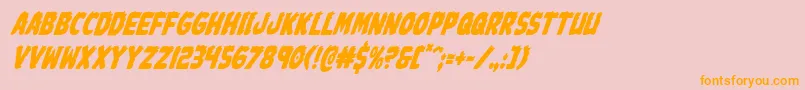 Johnnytorchcondital-Schriftart – Orangefarbene Schriften auf rosa Hintergrund