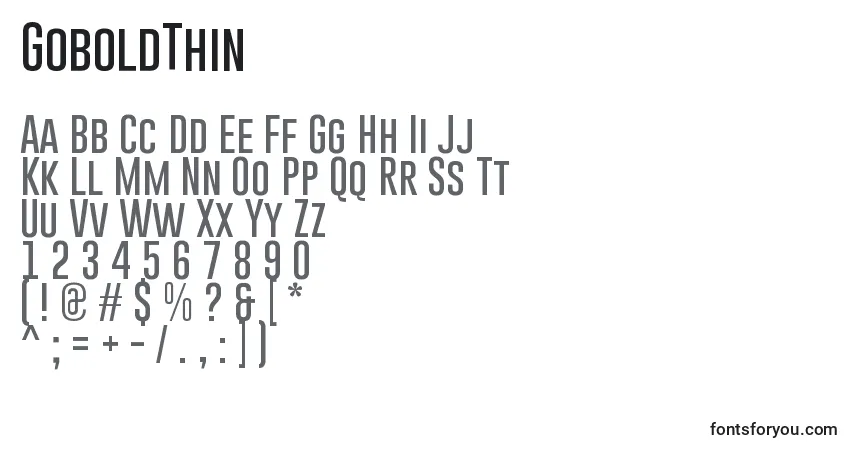 A fonte GoboldThin – alfabeto, números, caracteres especiais