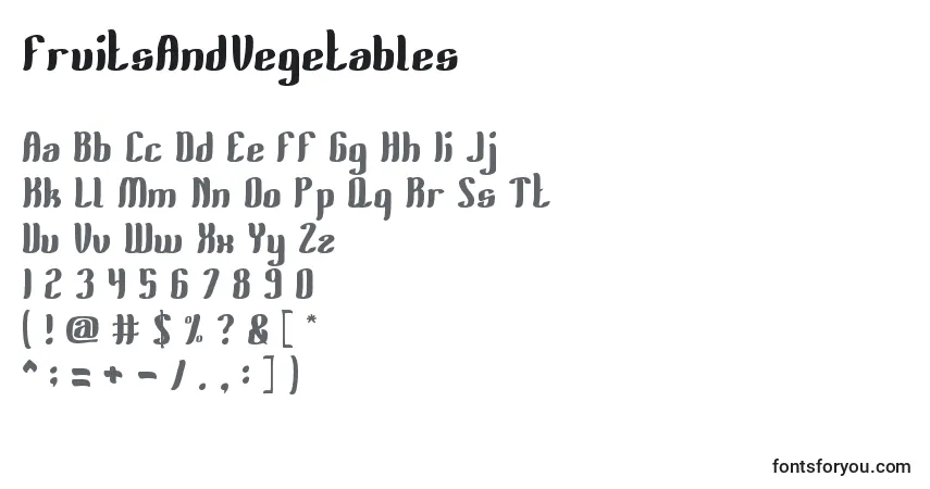 Czcionka FruitsAndVegetables – alfabet, cyfry, specjalne znaki