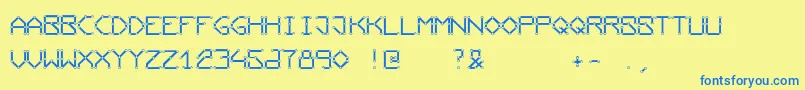 フォントConductingpaths – 青い文字が黄色の背景にあります。