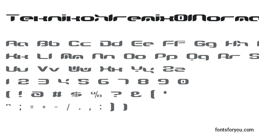Шрифт Teknikohlremix01Normal – алфавит, цифры, специальные символы
